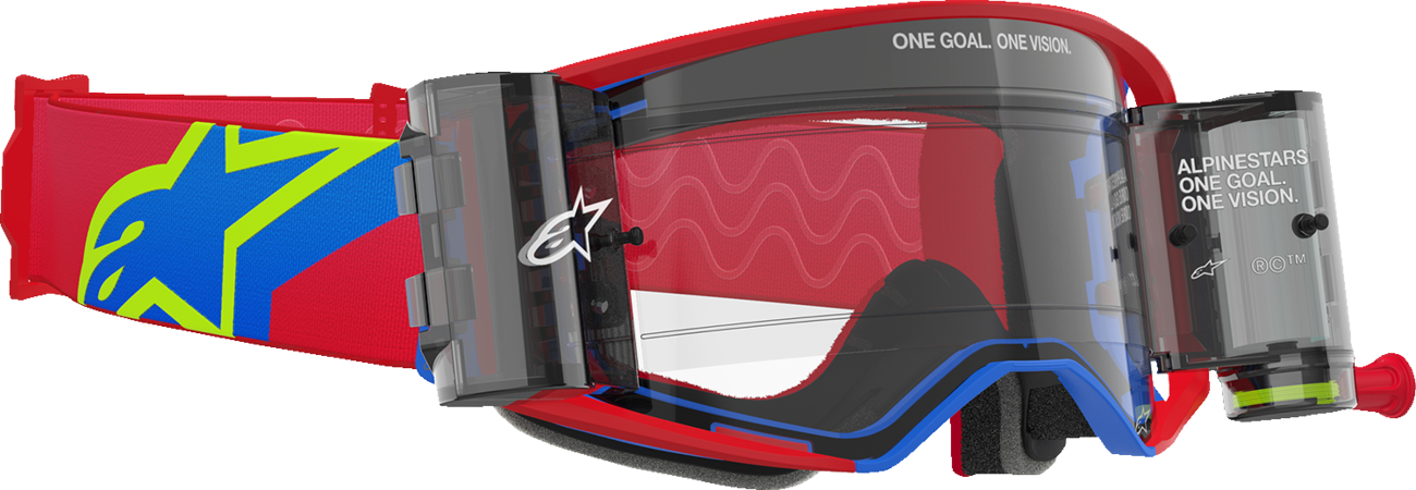 Alpinestars GOGGLES Supertech Roll-Off Goggle - Corp Red/Blue with Clear Lens (Part 5100425-3122)