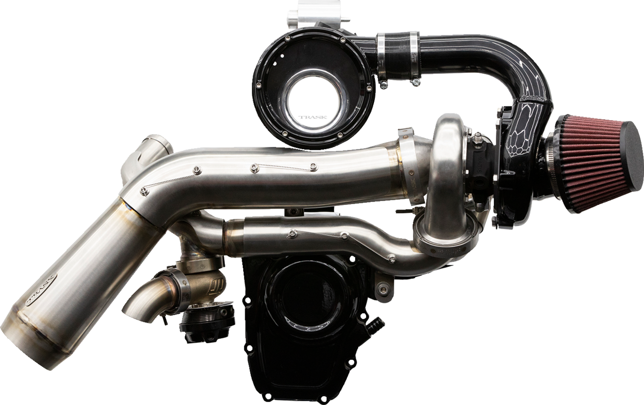 TRASK Tornado Turbo Kit Stage 2 for Gen 1 M8 Engines - Stainless Steel with Black Aluminum - Part Number TM-7610