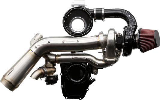 TRASK Tornado Turbo Kit Stage 2 for Gen 1 M8 Engines - Stainless Steel with Black Aluminum - Part Number TM-7610
