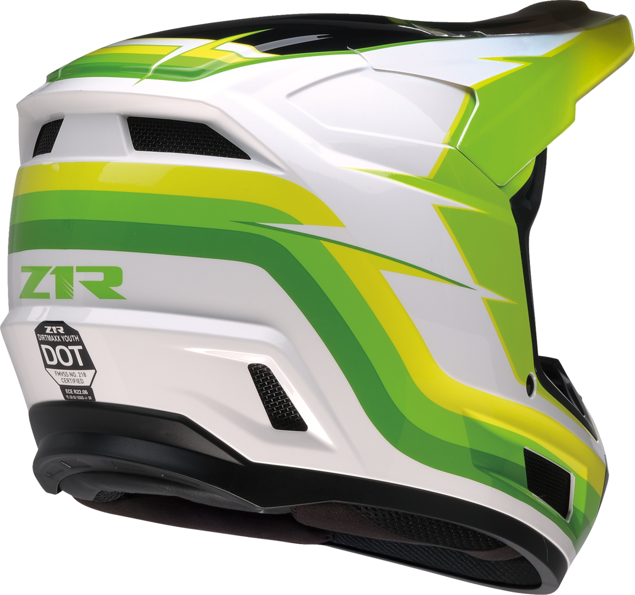 Z1R Youth Dirt Maxx Vortex Helmet in White/Green (Small) - Part Number 0111-1893