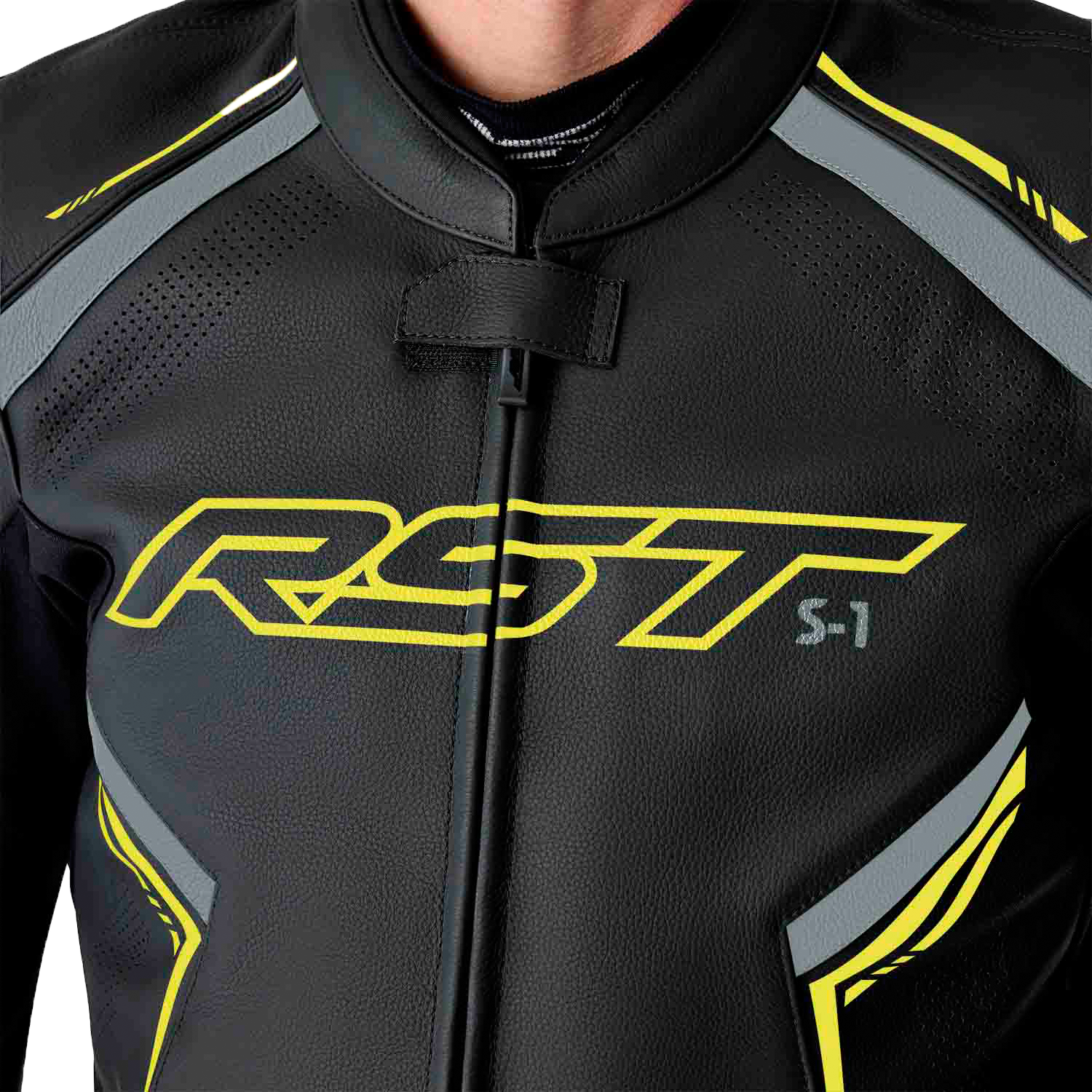 RST S1 D3o Leather Jacket Black/Grey/Fluorescent Yellow Small - Durable Motorcycle Gear