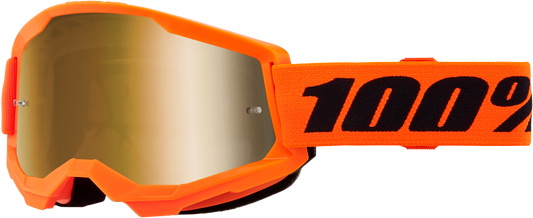 100% Strata 2 Junior Goggles Neon Orange w Mirror Gold Lens