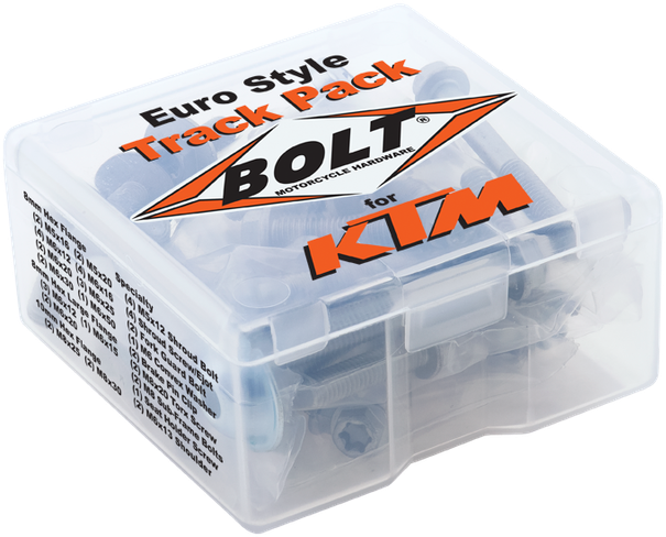 BOLT Euro Style Track Pack II for KTM and Husqvarna Motorcycles – 50-Piece Kit with Torx Hardware and Chain Slider Bushings