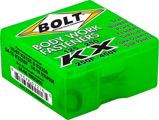 BOLT Full Plastic Fastener Kit for Kawasaki KX250F and KX450F (Part Number KAW-1200024)