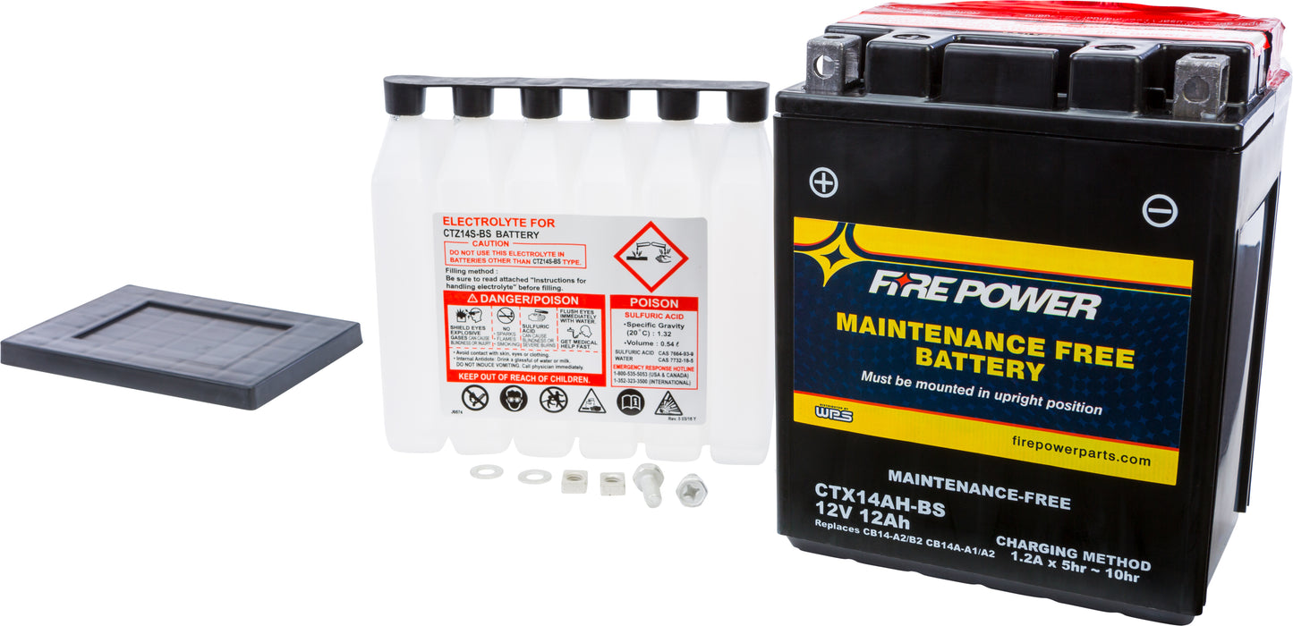 Fire Power CTX14AH-BS Maintenance Free Sealed 12V Battery for Polaris RZR, Ranger, ACE, Sportsman, Arctic Cat Vehicles
