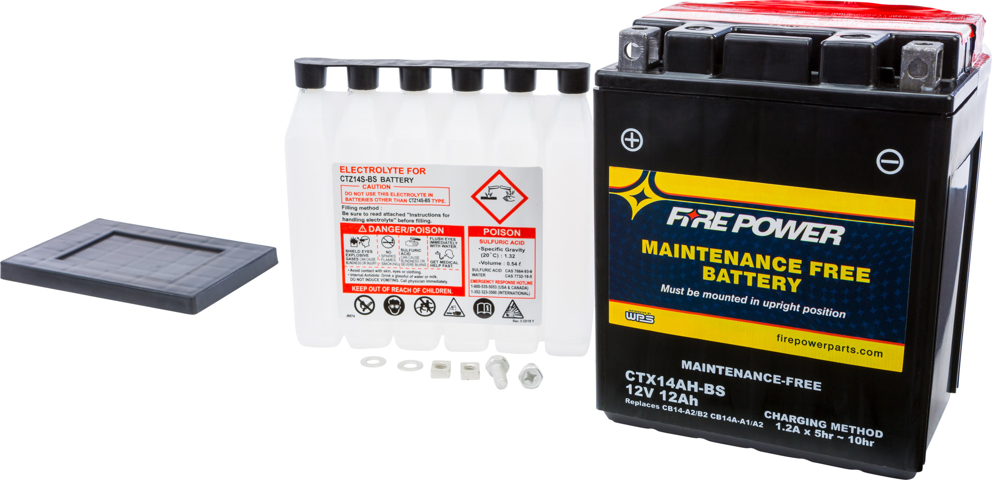 Fire Power CTX14AH-BS Maintenance Free Sealed 12V Battery for Polaris RZR, Ranger, ACE, Sportsman, Arctic Cat Vehicles