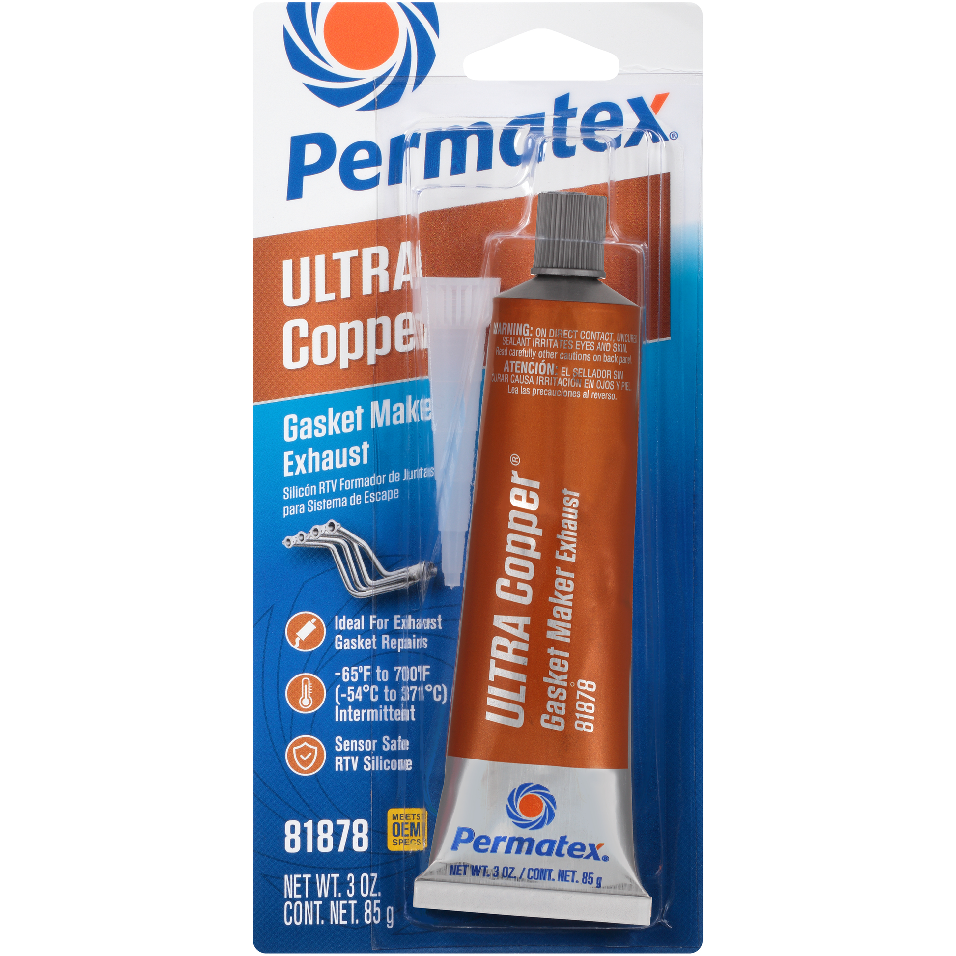 Permatex Ultra Copper Silicone Gasket Sealant 3 oz - High-Temperature RTV Sealant