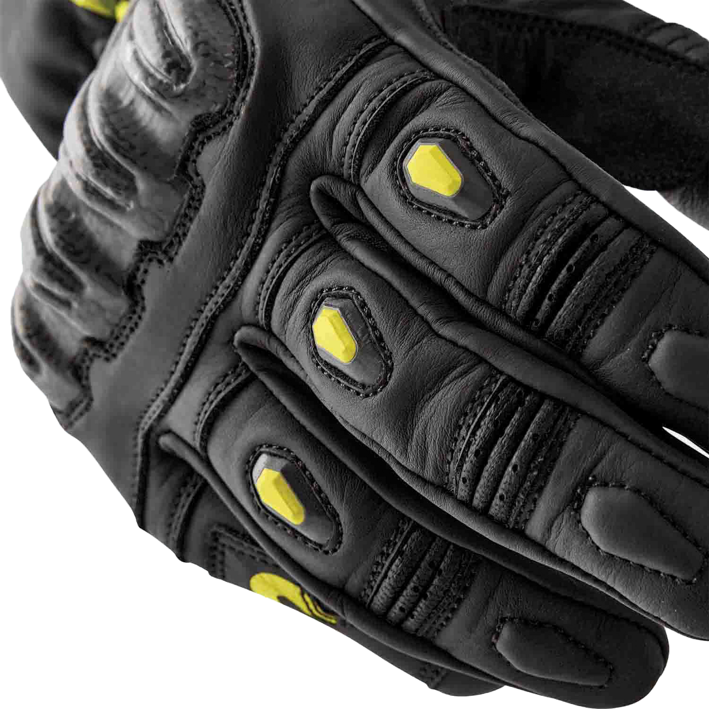 RST S1 Leather Gloves for Men and Women - Black and Yellow, Size 2XL