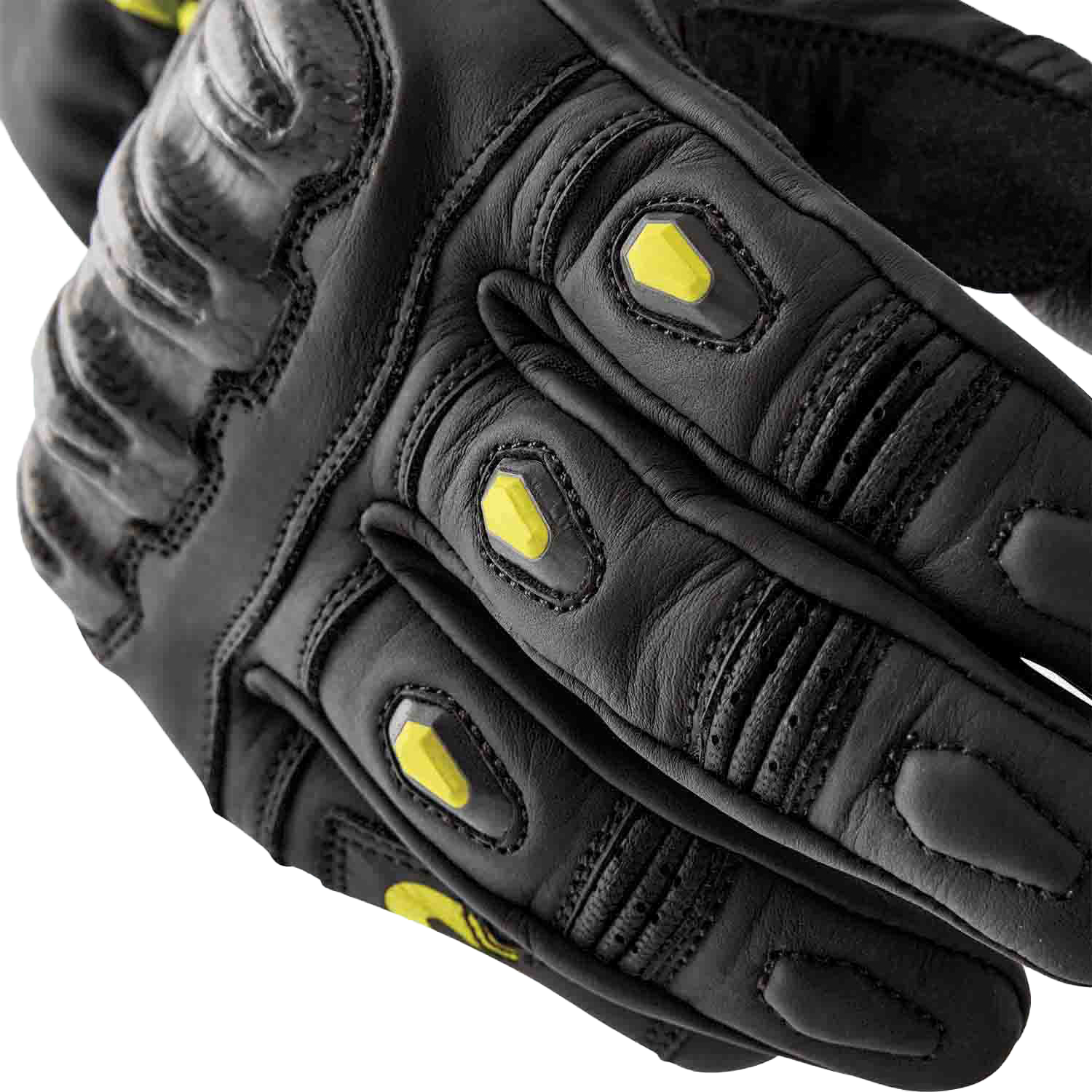 RST S1 Leather Gloves for Men and Women - Black and Yellow, Size 2XL