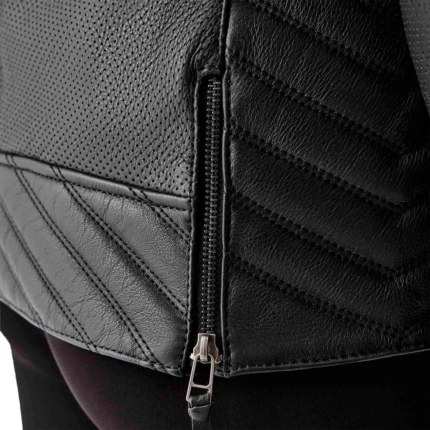 RST Women's Roadster Air D3o Leather Motorcycle Jacket - Black, Size Small