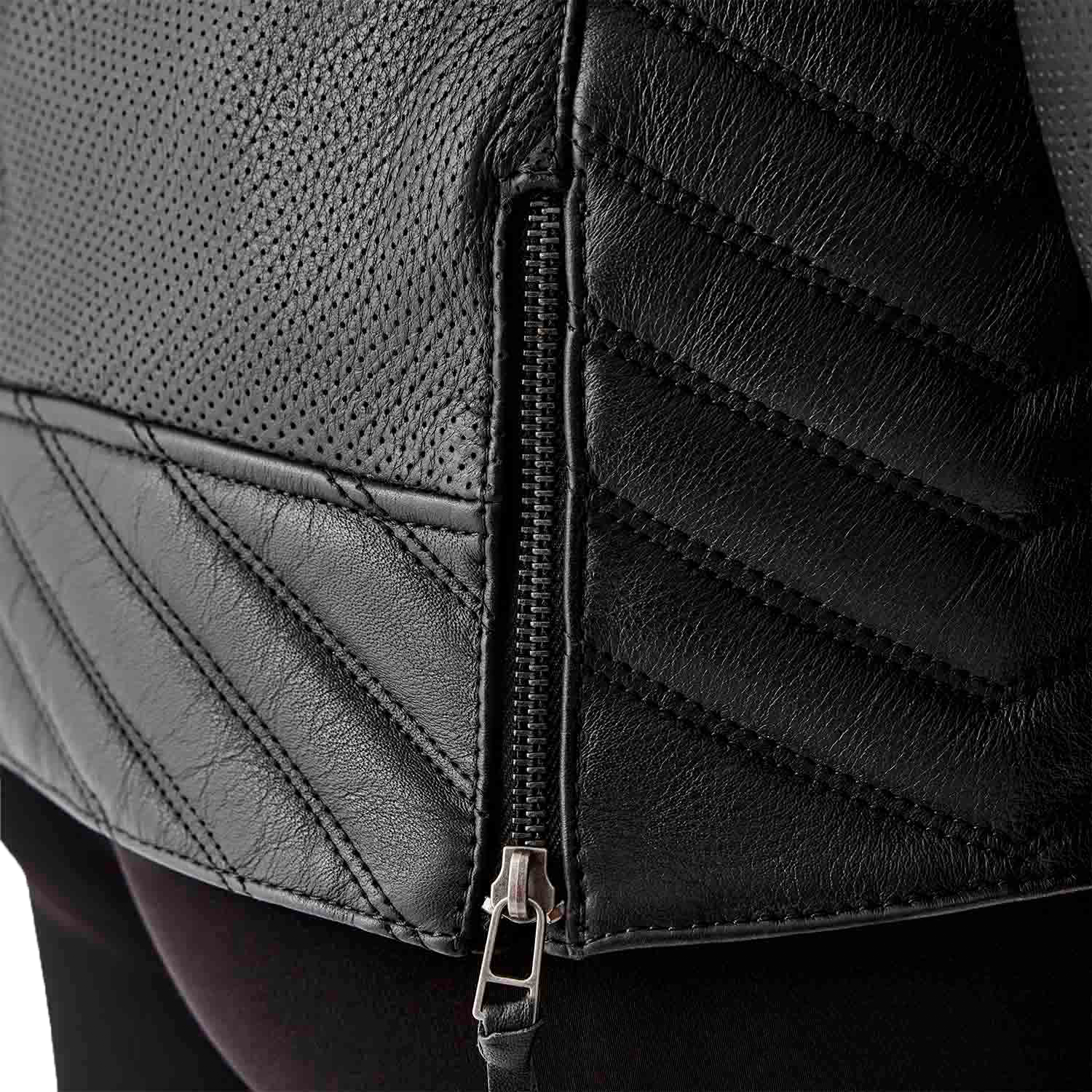 RST Women's Roadster Air D3o Leather Motorcycle Jacket - Black, Size Small
