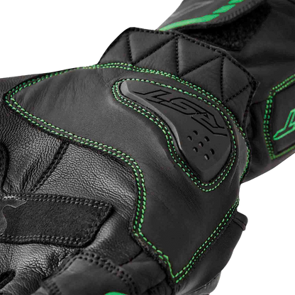 RST S1 Glove Black and Flou Green Leather XL – Men’s and Ladies’ Motorcycle Gloves with Carbon and TPR Protection