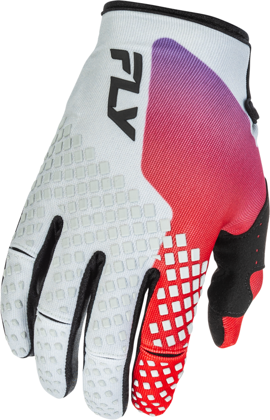 FLY RACING YOUTH KINETIC GLOVES GREY/RED/PURPLE/BLACK YL'YL
