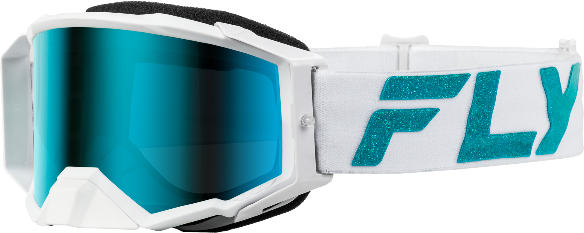 Fly Racing Zone Elite Goggle White/Teal with Light Green Mirror and Smoke Lens
