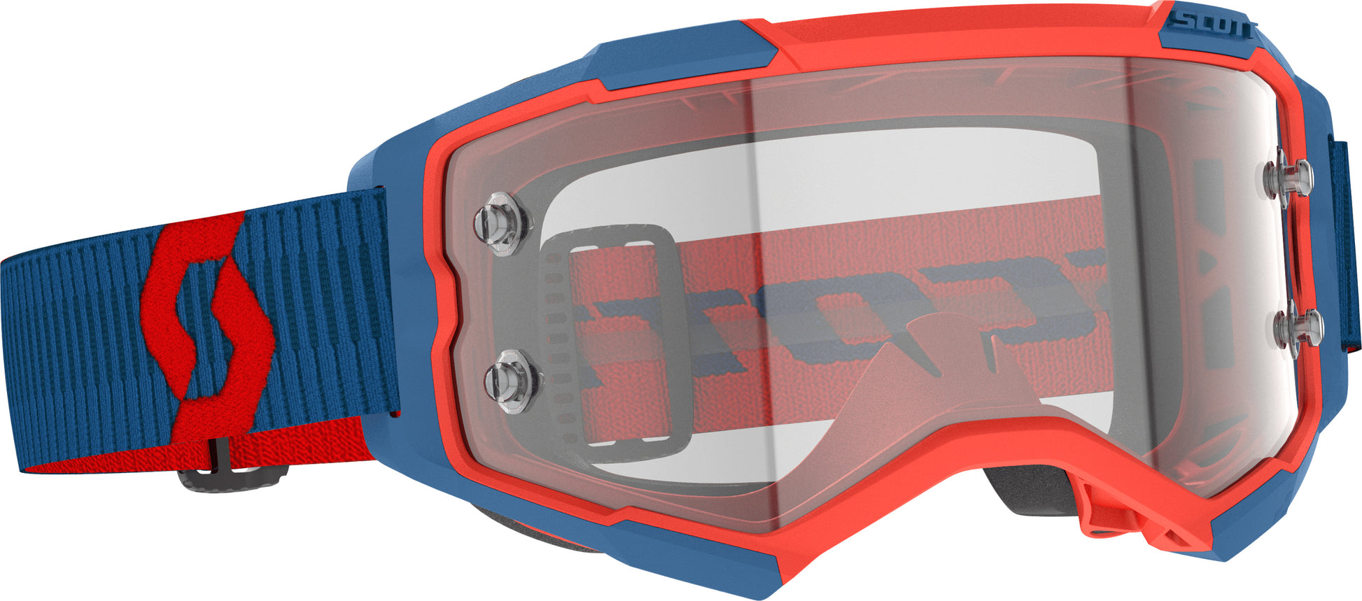 SCOTT Fury Goggle Dark Blue/Neon Red Clear Works – High-Performance Motocross Goggles with Anti-Fog and Wide Field of Vision