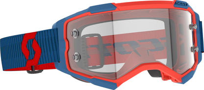 SCOTT Fury Goggle Dark Blue/Neon Red Clear Works – High-Performance Motocross Goggles with Anti-Fog and Wide Field of Vision
