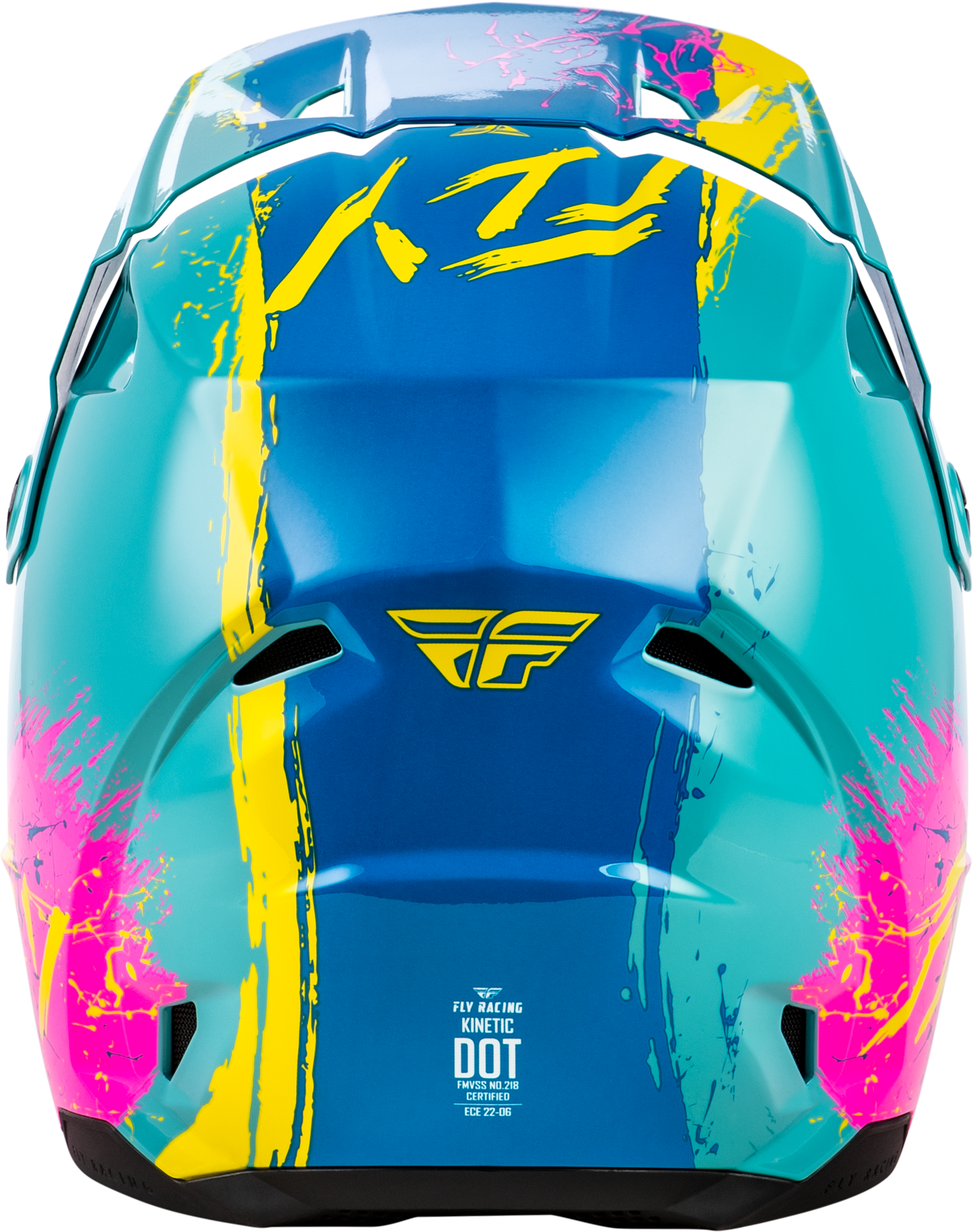 FLY Racing Youth Kinetic Drip Helmet Turquoise Pink Yellow YL – Lightweight Off-Road Motorcycle Helmet with Ventilation and Custom Fit