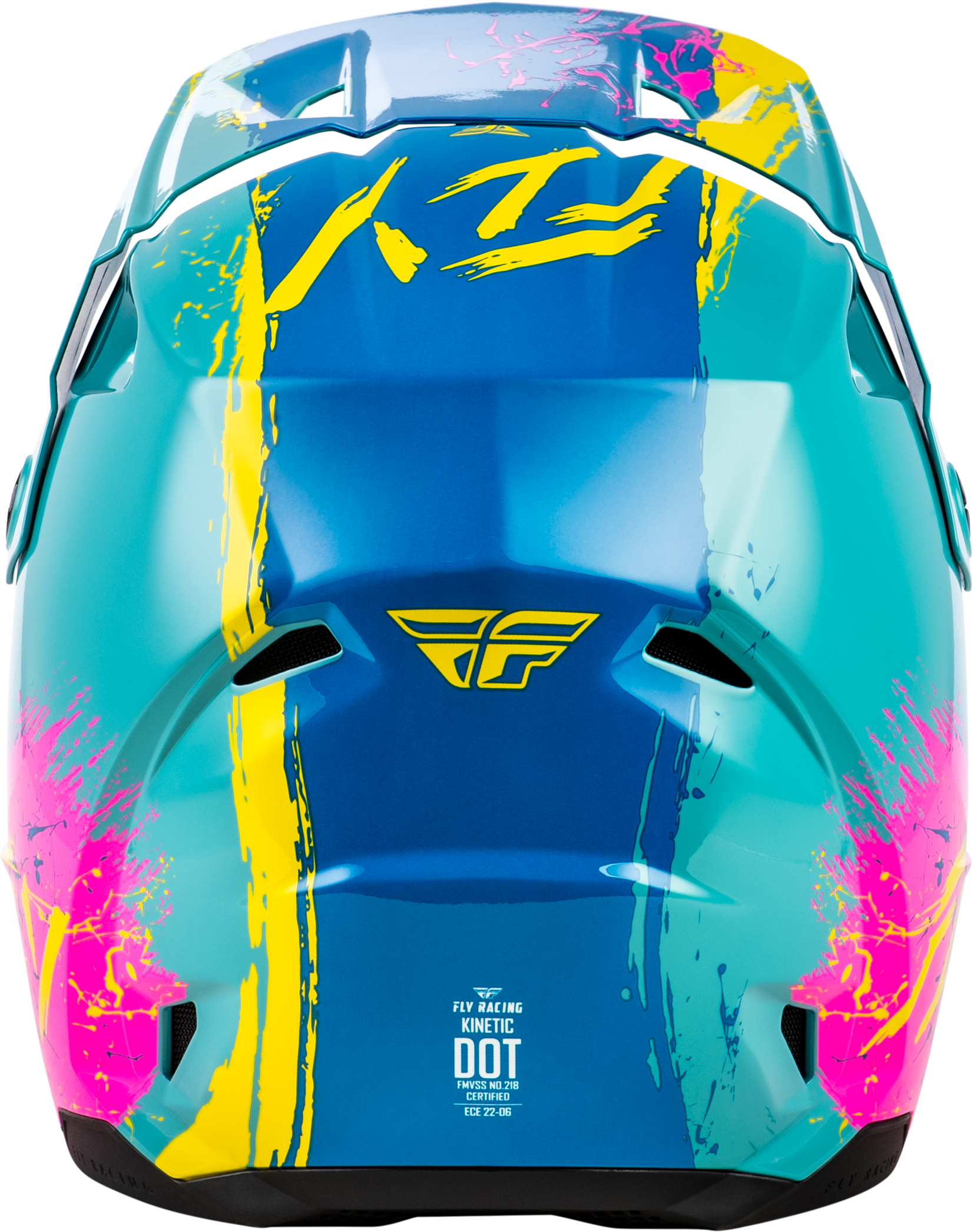 FLY Racing Youth Kinetic Drip Helmet Turquoise Pink Yellow YL – Lightweight Off-Road Motorcycle Helmet with Ventilation and Custom Fit