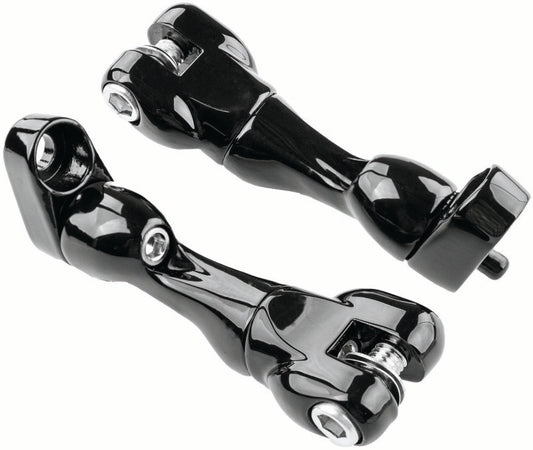 Kuryakyn Adjustable Passenger Peg Mounts for Harley-Davidson Touring and Indian Models - Gloss Black