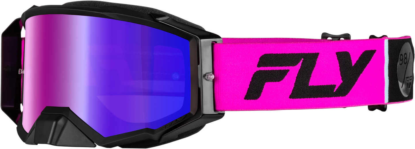 Fly Racing Zone Pro Goggle Pink/Black with Iridescent Red Mirror and Smoke Lens