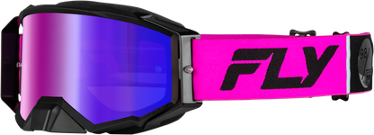 Fly Racing Zone Pro Goggle Pink/Black with Iridescent Red Mirror and Smoke Lens