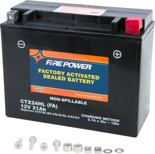 Fire Power CTX24HL-BS(FA) Sealed AGM Motorcycle and Powersport Battery