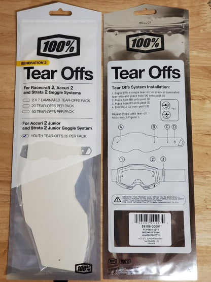 100% AC2/ST2 Junior Standard Standard Tear Offs 20Pk 59108-00001