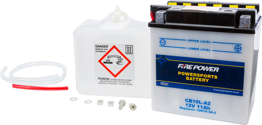 Fire Power CB10L-A2 12V Heavy Duty Motorcycle Battery with Acid Pack