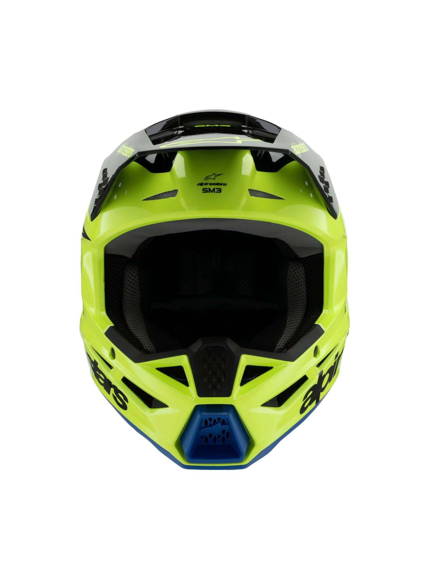 Alpinestars S-M3 Youth Moto Helmet (Yellow Fluo/Black/Blue, Youth Medium)