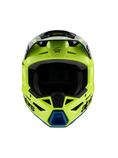 Alpinestars S-M3 Youth Moto Helmet (Yellow Fluo/Black/Blue, Youth Medium)
