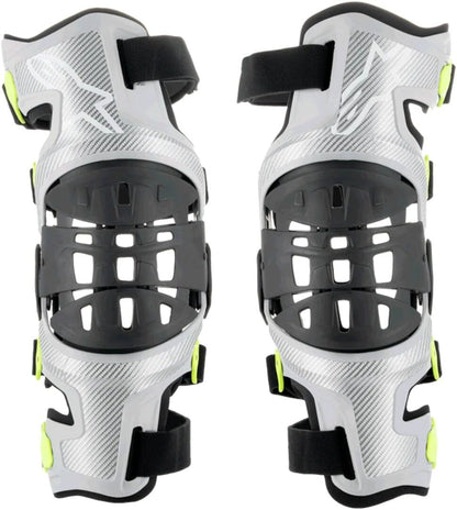 Alpinestars 6501319-195-L Bionic 7 Knee Set Silver/Yellow Lg