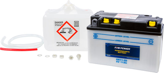 FIRE POWER 6N11-2D 6V Motorcycle Battery with Acid for Honda and Yamaha Models