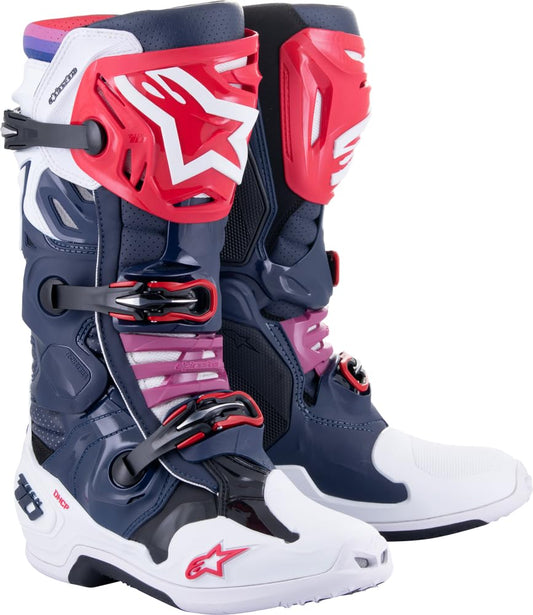 Alpinestars Tech 10 Supervented Motocross Boots (Night Navy/White/Rainbow, 8)