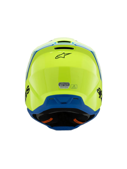 Alpinestars S-M3 Youth Moto Helmet (Yellow Fluo/Black/Blue, Youth Medium)