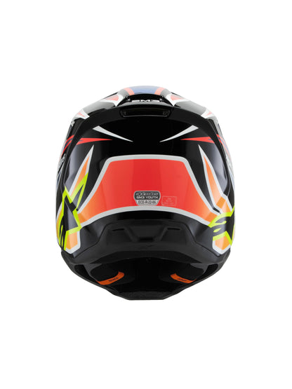 Alpinestars S-M3 Youth Moto Helmet (Black/Yellow Fluo/Blue/Red Glossy, Youth Large)