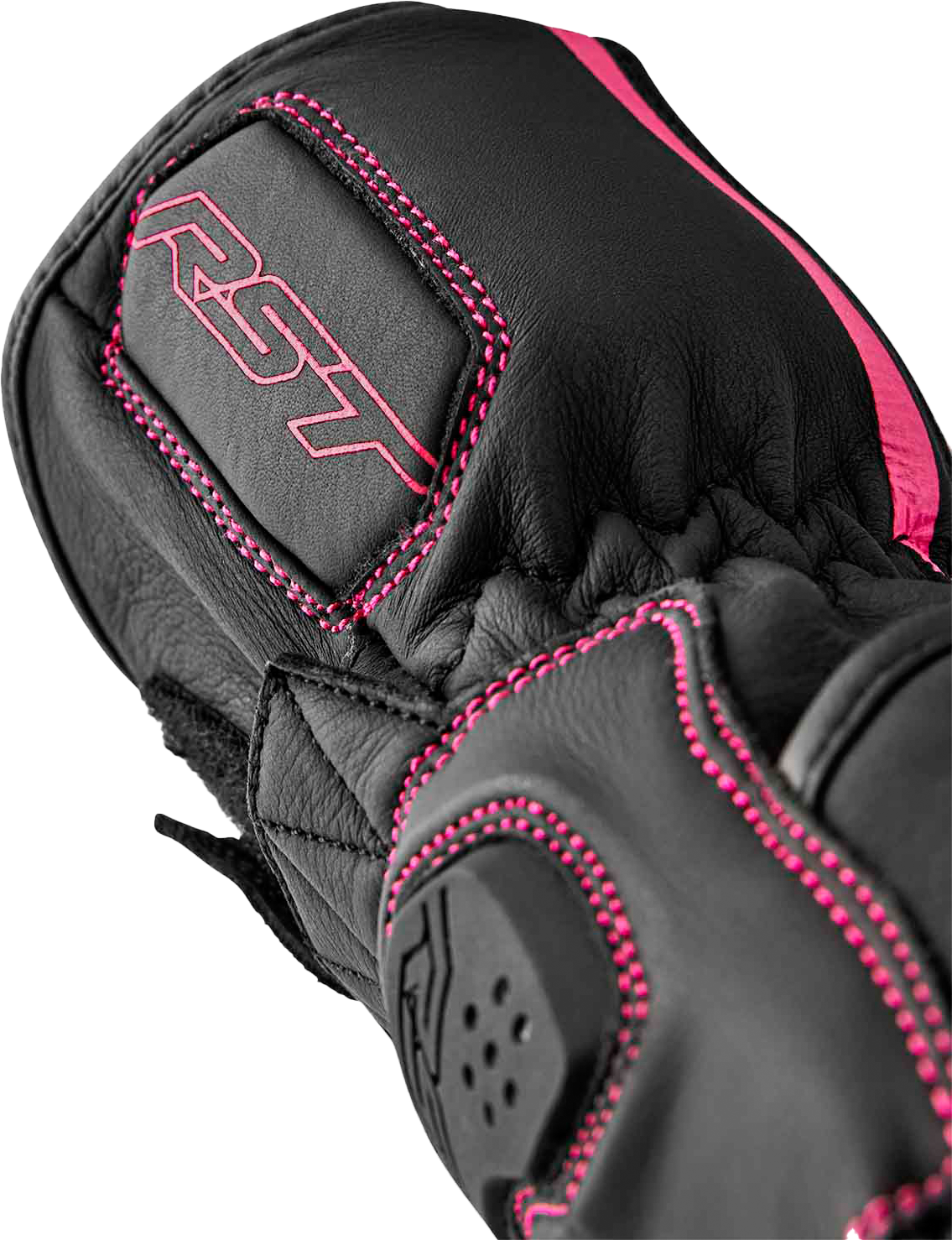 RST Women’s S1 Leather Glove Black and Pink, Large - Part Number 103653PNK-08