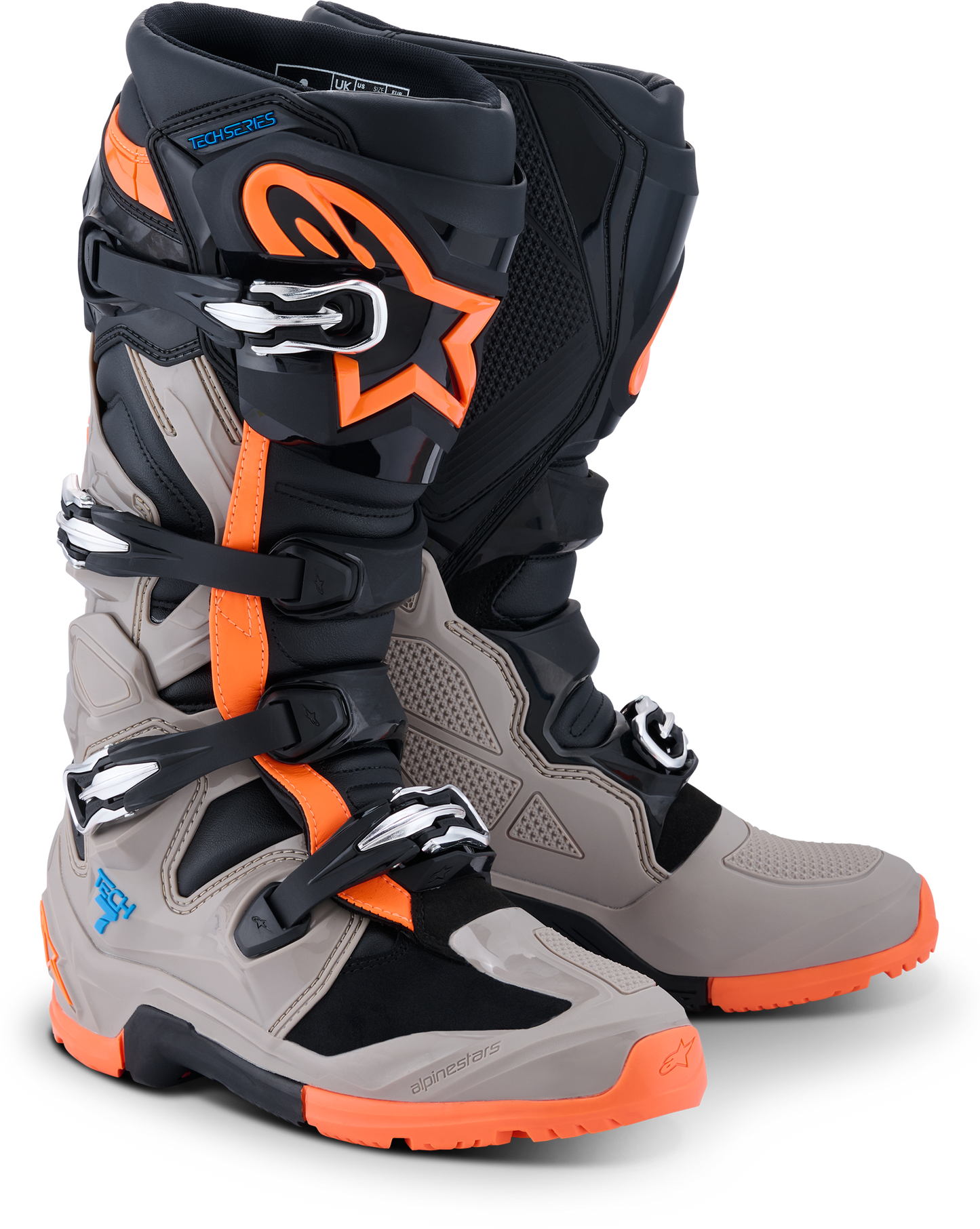 ALPINESTARS TECH 7 ENDURO BLK/WARM GRY/ORANGE FLUO 10