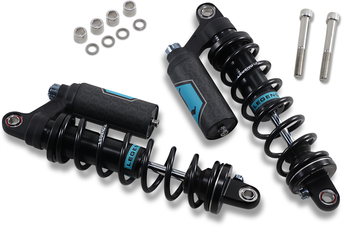 Legend Suspension Revo ARC Piggyback Shocks for 1999-2017 Harley-Davidson Dyna, 13-Inch Heavy Duty, Black