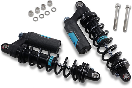 Legend Suspension Revo ARC Piggyback Shocks for 1999-2017 Harley-Davidson Dyna, 13-Inch Heavy Duty, Black