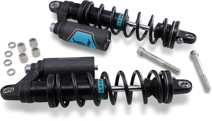 Legend Suspension Revo ARC Piggyback Shocks for Harley-Davidson Dyna 1999-2017, 14-Inch Heavy Duty Black Part 1310-1893