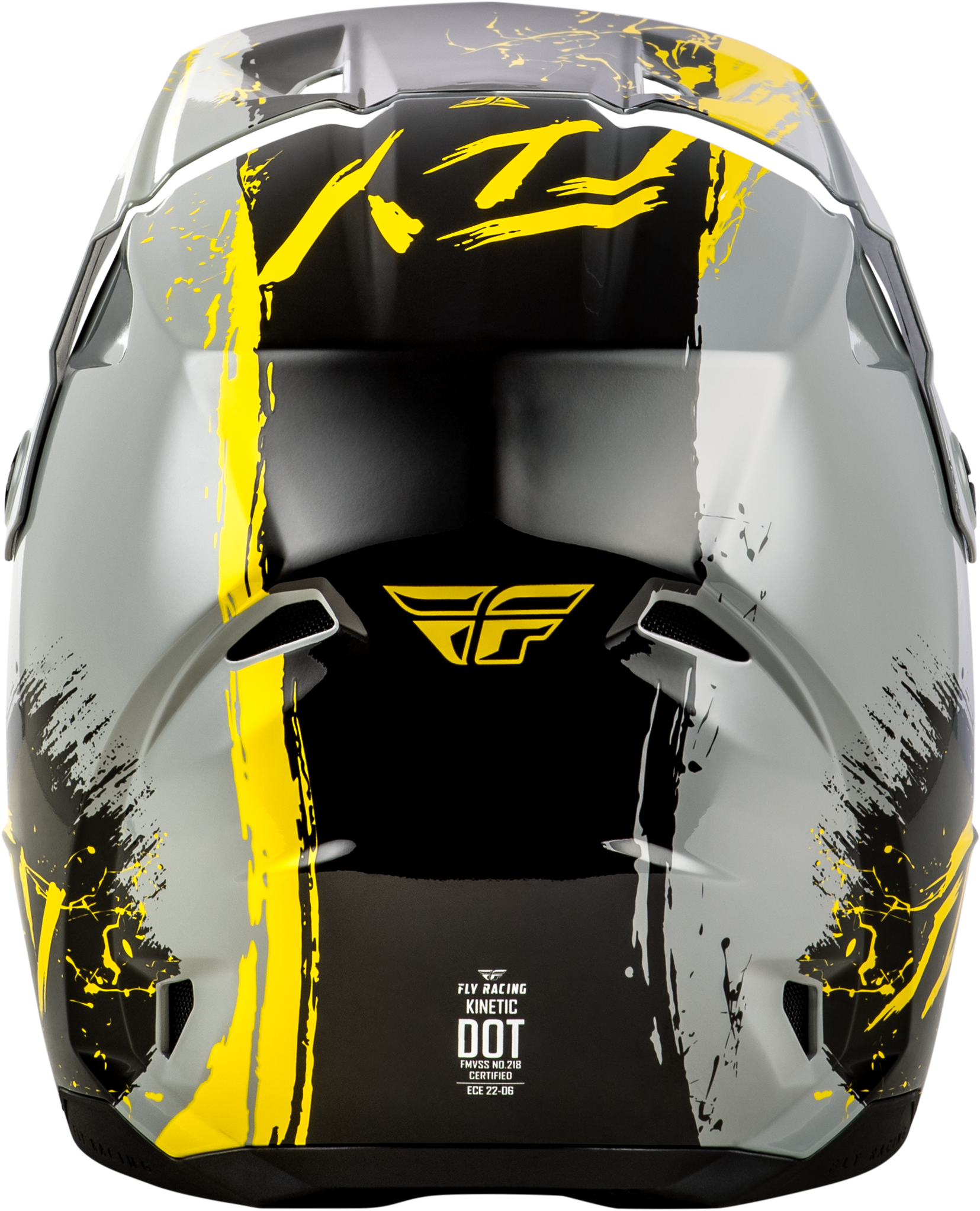 FLY Racing Youth Kinetic Drip Helmet Grey/Black/Yellow – Size Large