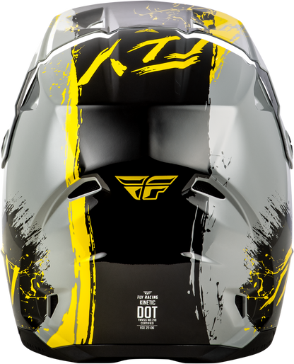 FLY Racing Youth Kinetic Drip Helmet Grey/Black/Yellow – Size Large