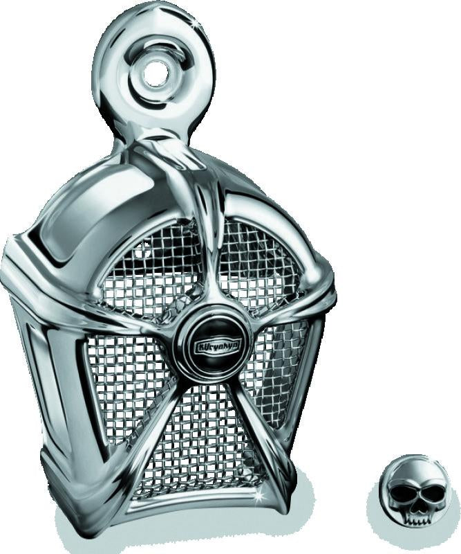 Kuryakyn Mach 2 Horn Cover Chrome with Chrome Mesh for Harley-Davidson Cowbell Horn
