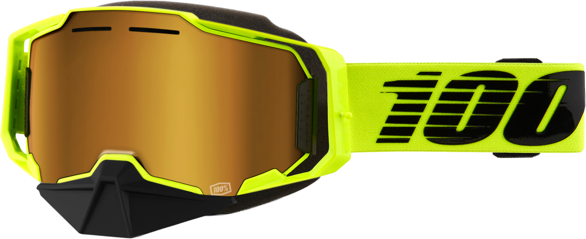 100-Percent Armega Snowmobile Goggle Neon Yellow with Gold Mirror Lens - Part 50008-10009