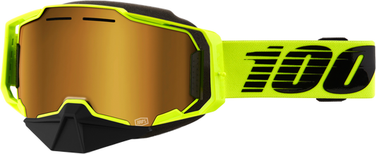 100-Percent Armega Snowmobile Goggle Neon Yellow with Gold Mirror Lens - Part 50008-10009