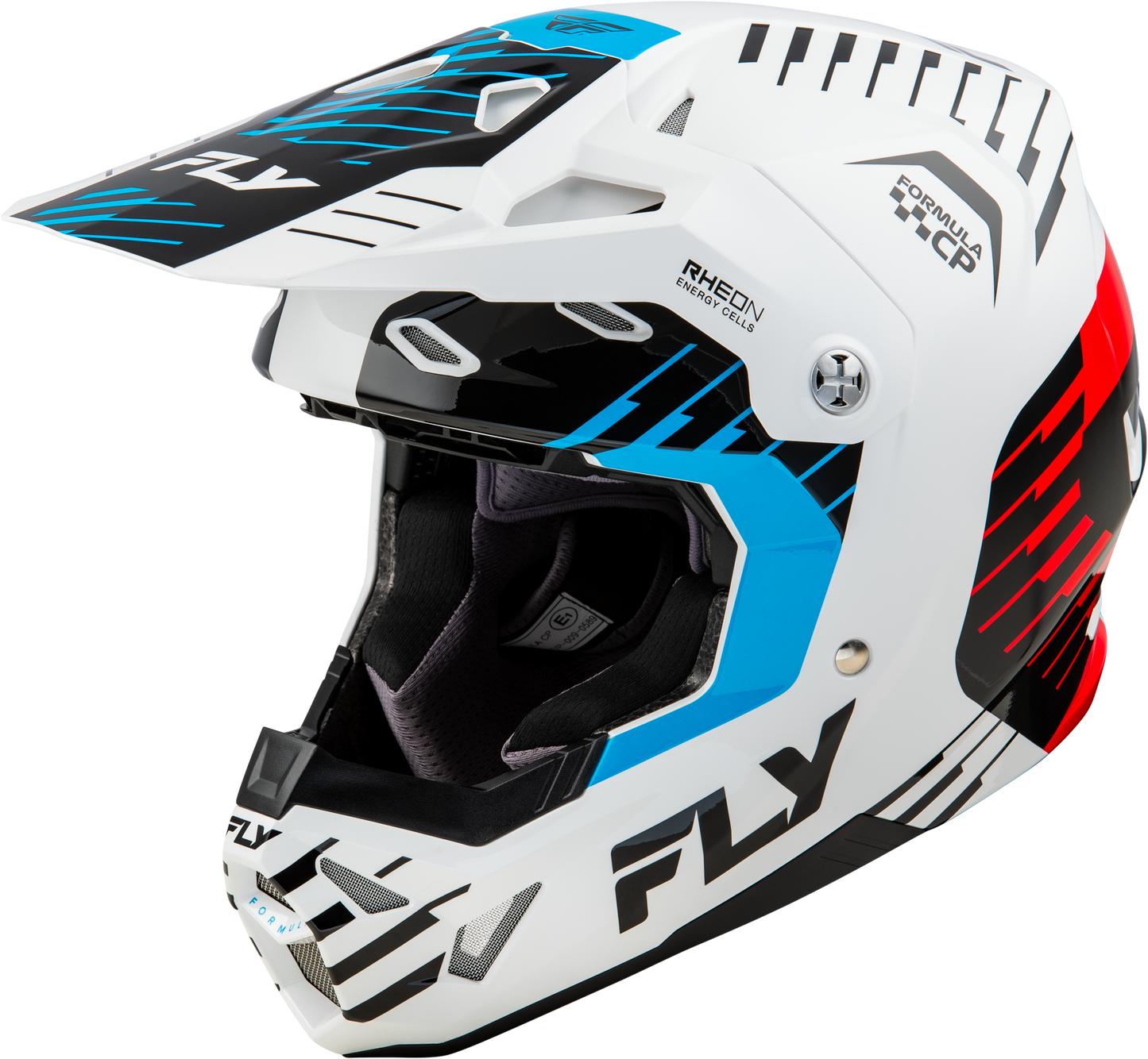 FLY RACING YOUTH FORMULA CP SLICE HELMET WHITE/RED/CYAN YL'YL