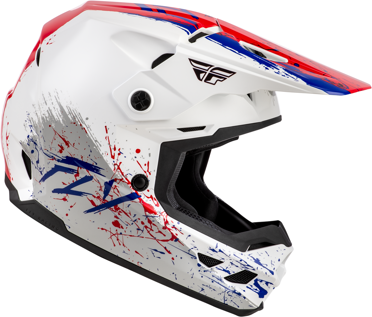 FLY Racing Youth Kinetic Drip Helmet Red/White/Blue YL - Lightweight Off-Road Motorcycle Helmet with Advanced Ventilation and Safety Features