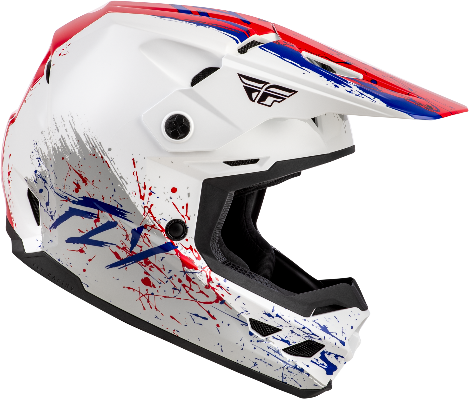 FLY Racing Youth Kinetic Drip Helmet Red/White/Blue YL - Lightweight Off-Road Motorcycle Helmet with Advanced Ventilation and Safety Features