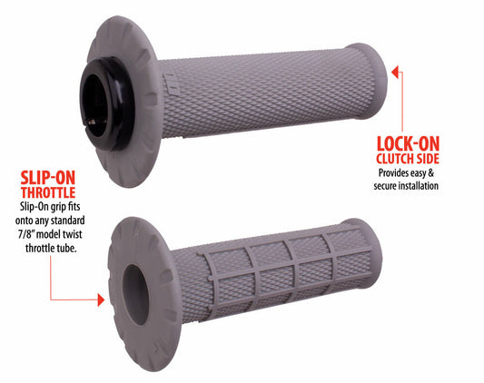 ODI Universal Lock-On Grips Half Waffle Grey/Black (Soft) - Part H21UHWG