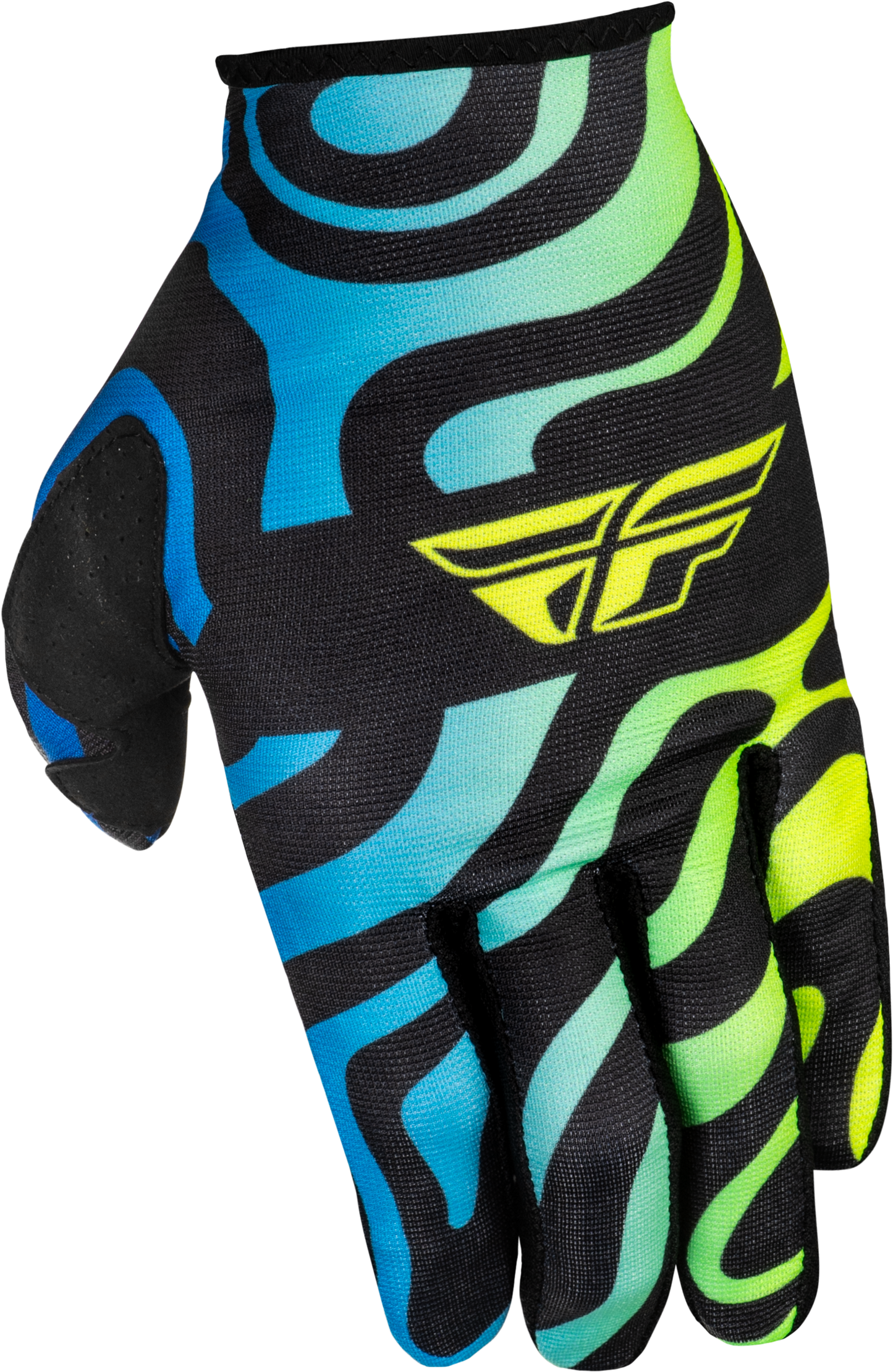 Fly Racing Lite Zen Gloves Black/Blue/Hi Vis 2X - Lightweight Race Gloves with Touch Screen Compatibility